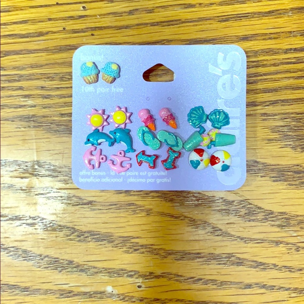 Set of ten summer kids earrings from Claire’s